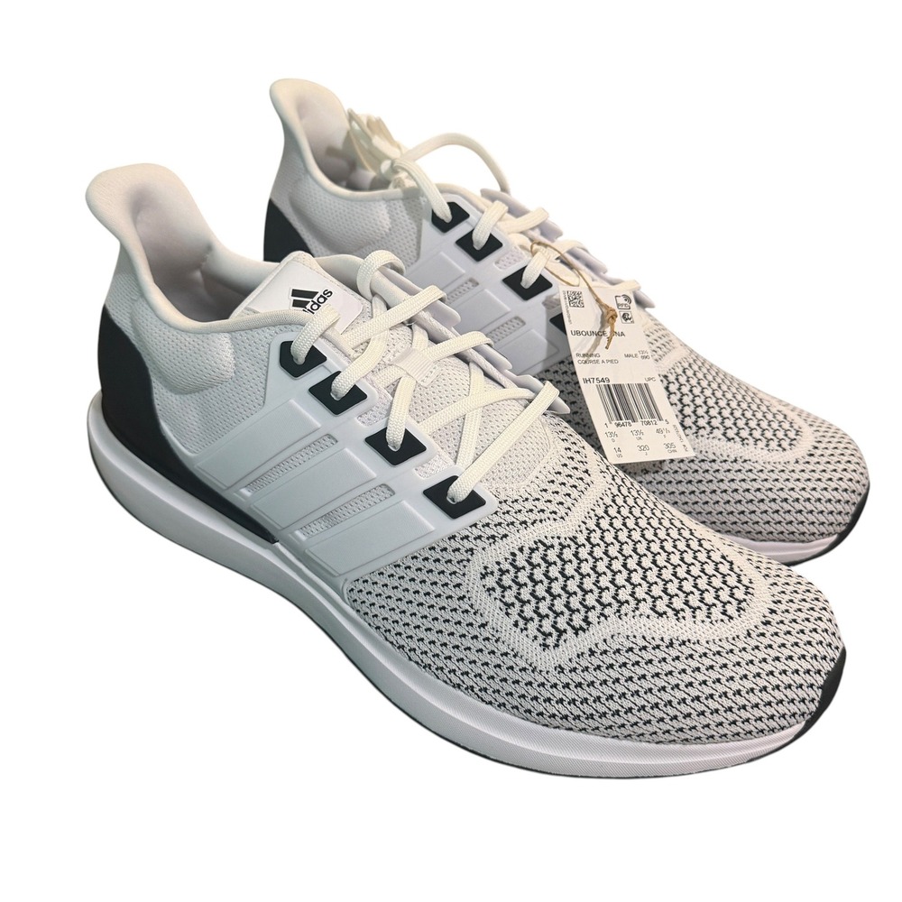adidas UBOUNCE DNA Running Shoes Men Size 14 White Black New IH7549